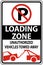 No Parking Loading Zone Sign On White Background