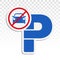 No parking mark signs - with capital P flat vector icon for vehicles traffic apps and websites