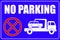 No parking sign, tow away caution