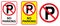 No parking signs with car icons set