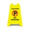 No parking standing caution sign board realistic vector illustration. Double-sided folding yellow display stand