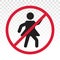 No pedestrian access - prohibition sign icon