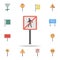 No pedestrians colored icon. Detailed set of color road sign icons. Premium graphic design. One of the collection icons for