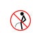 No peeing line icon, pee prohibition sign,