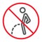 No peeing line icon, prohibition and forbidden