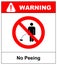 No peeing sign illustration isolated on white background. No urinating on floor sign, impolite behavior pictogram