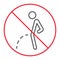 No peeing thin line icon, prohibition forbidden