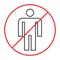 No people thin line icon, prohibited and ban, no human sign, vector graphics, a linear pattern on a white background.