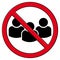 No people vector icon. Forbidden sign due coronavirus restrictions. Black human prohibition symbol isolated on white background