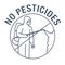 No pesticides - strikethrough worker with sprayer