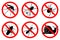 No pests. Prohibition insects signs set