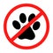 No pets allowed, pets prohibition sign, vector illustration