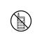 No phone line icon, prohibition sign, forbidden