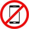 No phone, telephone prohibited symbol. Vector.