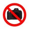 No Photography Allowed Concept. Digital Photo Camera with Prohib