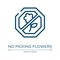 No picking flowers icon. Linear vector illustration from signal and prohibitions collection. Outline no picking flowers icon