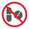 No pills glyph icon, prohibition and forbidden