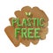 No Plastic free Green icon sign Watercolor hand drawn lettering illustration isolated on brown background. Ecological