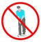 No play game golf sign. golf man with golf clubs not play golf game isolated on white background