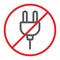 No plug line icon, prohibited and forbidden, do not connect sign, vector graphics, a linear pattern on a white
