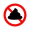 No poop is allowed symbol. Forbidden Vector Sign