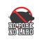 No pork no lard sticker icon isolated on white background