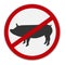 No pork sign. Dietary restriction. Vector illustration