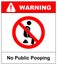 No public pooping symbol. Do not pooping sign. Warning red banner for outdoors and forests. Prohibition banner