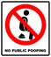 No public pooping symbol. Do not pooping sign. Warning red banner for outdoors and forests. Prohibition banner. Vector illustratio