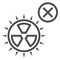 No radiation line icon, Safety engineering concept, Prohibition of radiation sign on white background, no nuclear symbol