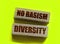 No rasism diversity on wooden blocks. Business and Social equal opportunities concept