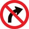 No right bend direction sign