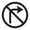 No Right prohibition turn sign line icon