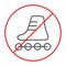 No roller skates thin line icon, prohibited and regulation, no skating sign, vector graphics, a linear pattern on a