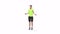 No Rope Jumps Man exercise animation 3d model on a white background in the Yellow t-shirt. Low Poly Style