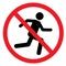 No running on white background. do not run sign. no run symbol. running prohibited. flat style