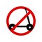 No scooter. Prohibition sign. Forbidden round sign. Vector illustration