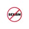 No sexism sign. Prohibition sign. Stop sexism icon. No sexism symbol. Banning sexism. Vector EPS 10. Isolated on white background