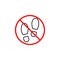 No shoes line icon, prohibition sign, forbidden