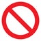 No sign, ban vector icon, stop symbol, red circle with oblique line isolated mark