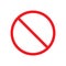 No sign or stop red mark isolated. Warning symbol. Signal for attention