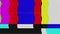 No signal, glitch retro TV screen. Distortion analog TV signal. Television error screen. SMPTE color bars data glitches