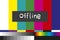 No signal TV test pattern background. Live stream offline