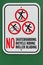 No skateboarding bicycle riding roller blading sign with green background