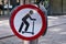 No skateboarding sign Bolton town centre Lancashire July 2020