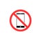 No smartphone sign. Flat design. No phone icon. Vector illustration.