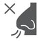 No smell symptom glyph icon, infection and covid-19, coronavirus symptom sign, vector graphics, a solid icon on a white