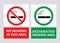 No smoking and designated smoking area banners vector illustrations isolated.