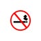 No smoking flat vector prohibition sign with fume
