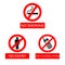 No Smoking, No Entry and Don\'t use mobile phones Sign on the iso